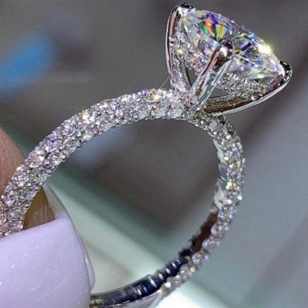 NEW 925 Sterling Silver Oval Cut Diamond Ring